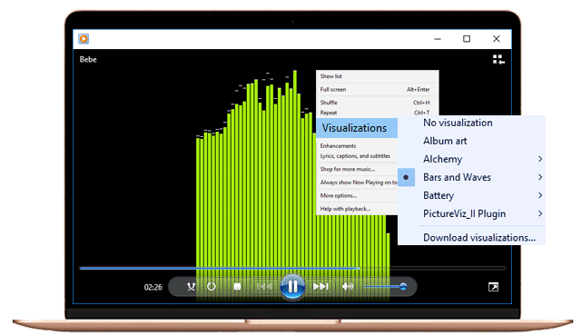 Visualize music in Windows Media Player