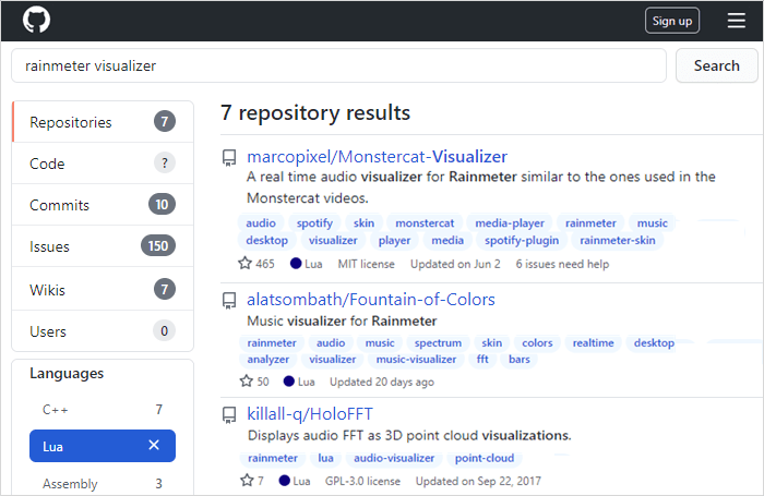 Audio visualizers in lua for Rainmeter