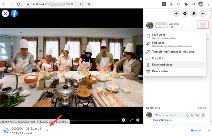 Download your own FB live video