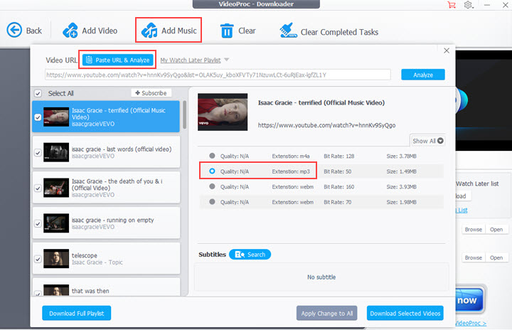 Download YouTube Playlist to MP3  - VideoProc