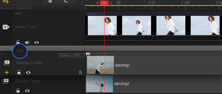 Drag Tracks Up or Down to Arrange Image Layers