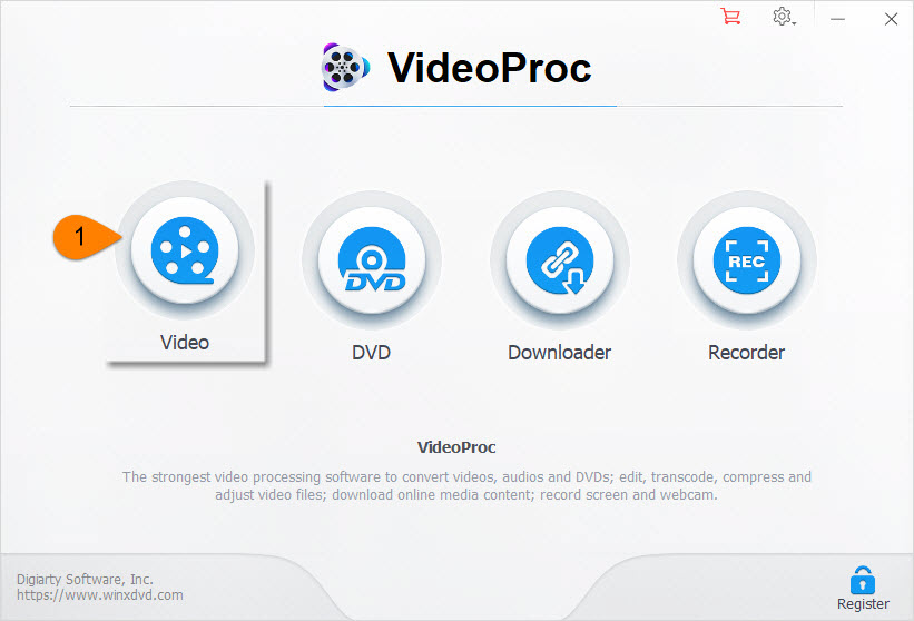 Click Video Button on VideoProc Main Interface