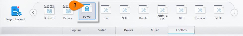 Choose Merge Option Under Toolbox Tab