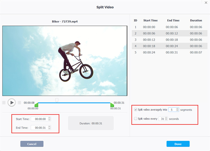 Split to Compress GoPro Video