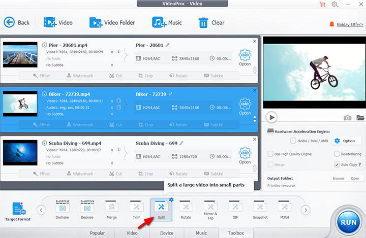 Split GoPro Video in VideoProc Converter