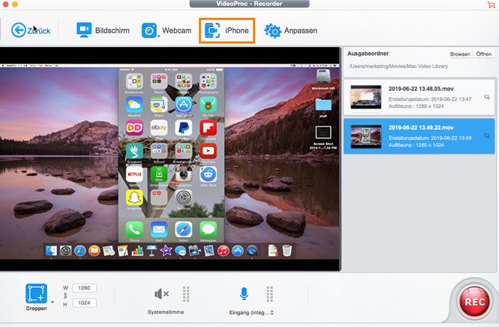 iPhone Bildschirm aufnehmen Mac