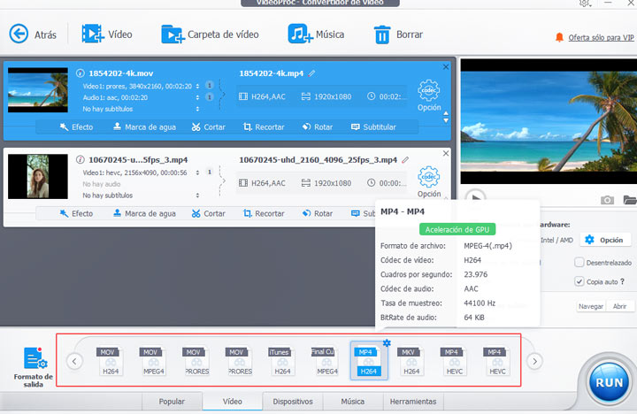 Convertir el formato de vídeo 4K