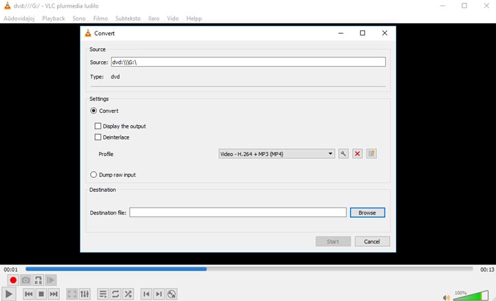 VLC Convertir DVD a MP4