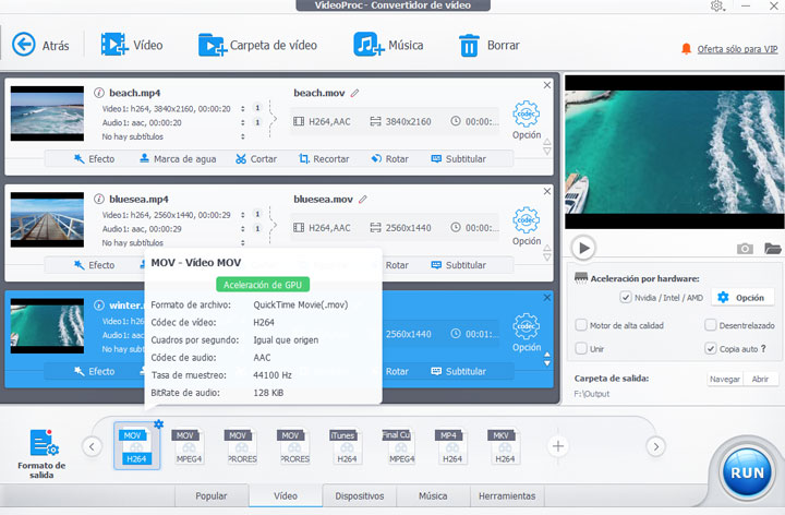 MP4 a MOV con VideoProc Converter AI - Paso 2