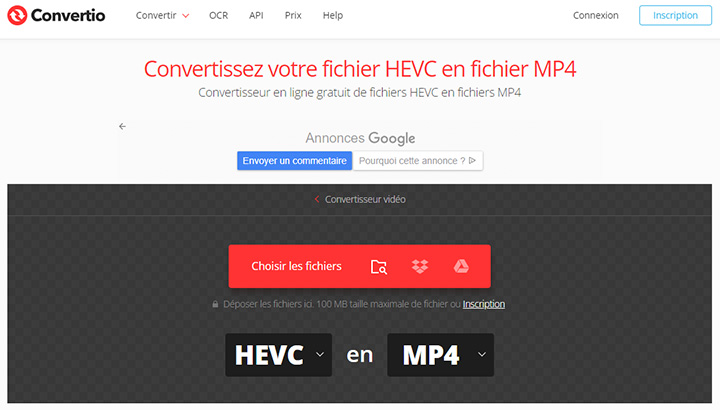 Convertir HEVC en MP4 en ligne