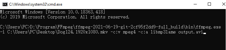 Convertir MKV en AVI avec FFmpeg