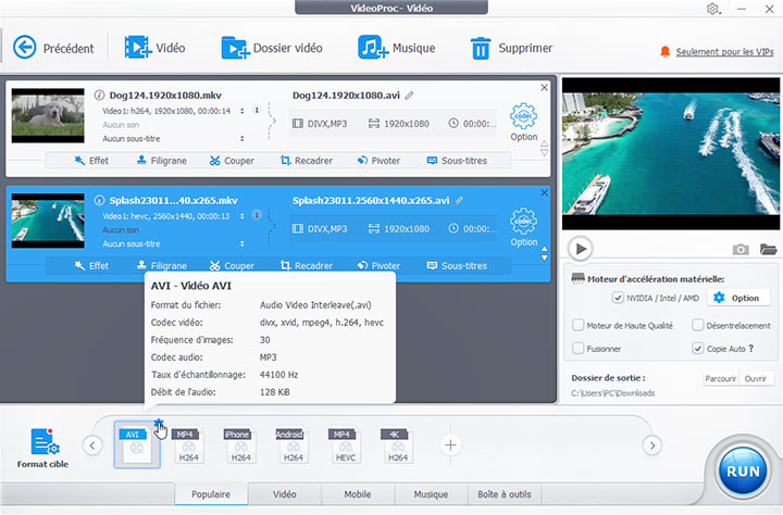 Convertir MKV en AVI avec VideoProc Converter AI