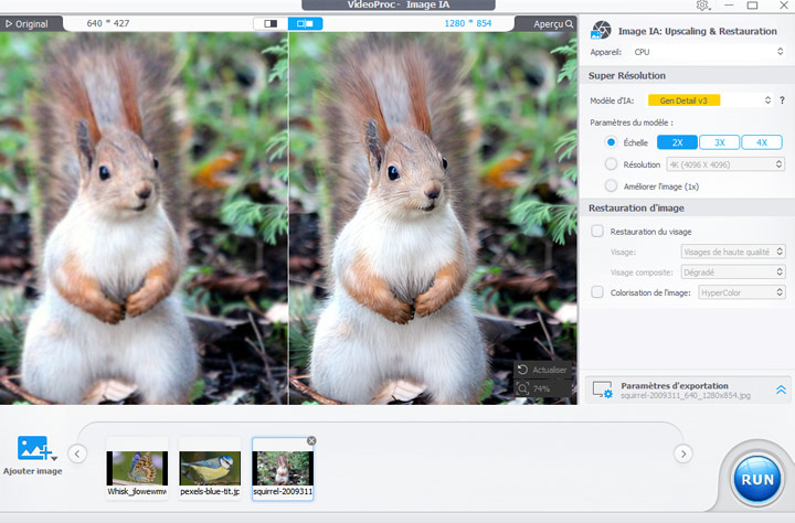 IA d'amélioration photo - VideoProc Converter AI