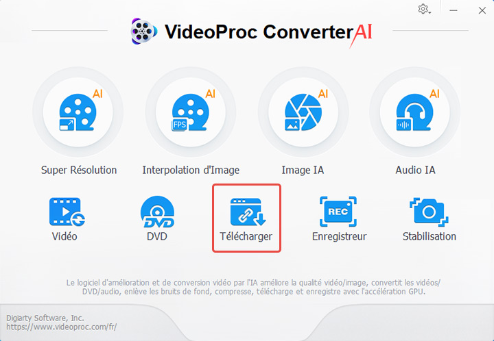 Accédez à « Télécharger » dans VideoProc Converter AI