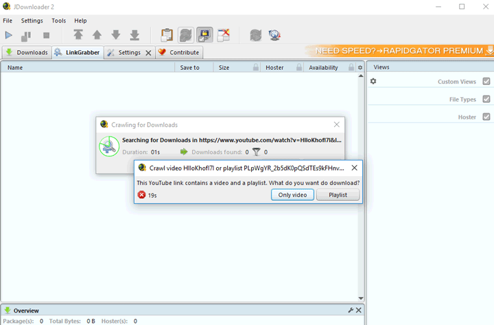 Add playlist link to JDownloader 2