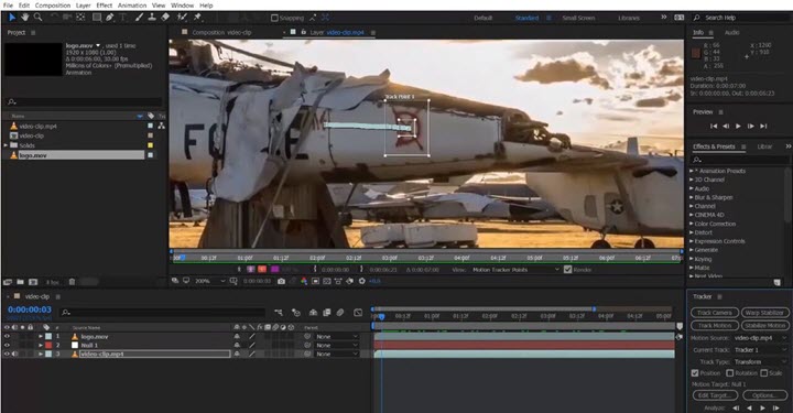 mocha stabilize after effects