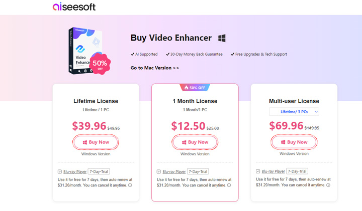 Aiseesoft Video Enhancer Pricing