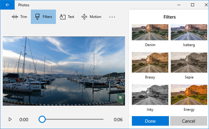 Apply Filters in Windows 10 Photo Video Editor