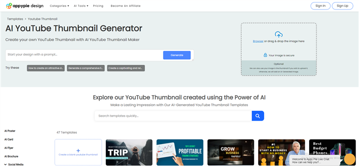 AppyPie AI YouTube Thumbnail Maker