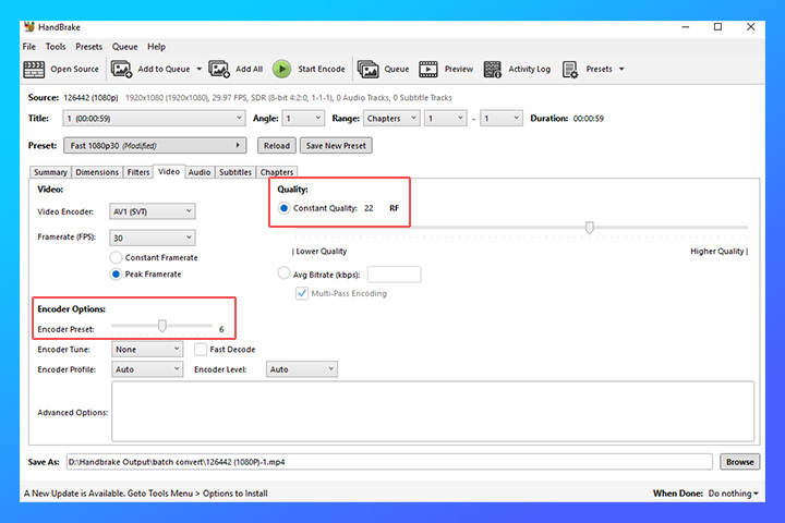 AV1 Encoding HandBrake Quality Settings