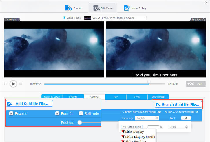 videoproc subtitle encoding