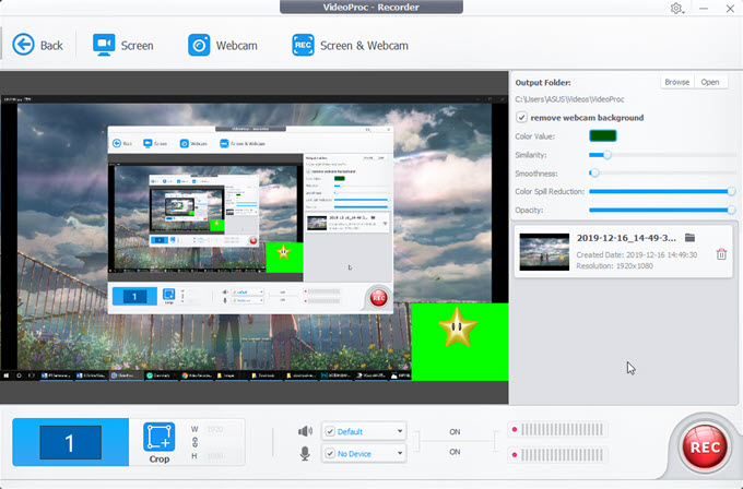 videoproc version free time to recorder