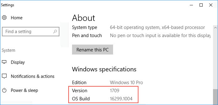 Verifique a versão do Windows e o sistema operacional