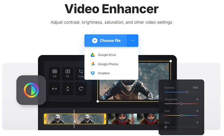 Clideo Video Enhancer Interface