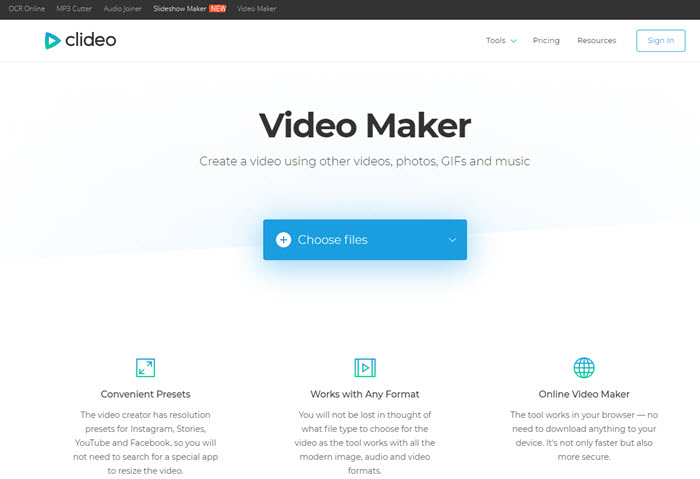 Clideo. Create Video.