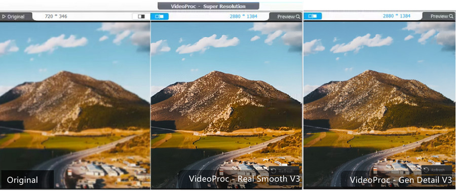 4X Upscaling by Gen Detail Model of VideoProc Converter AI