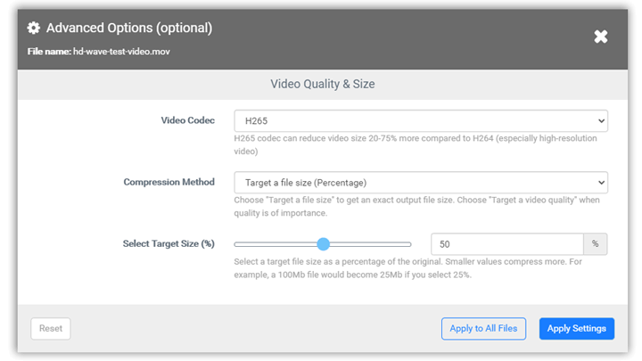 compress video mov files