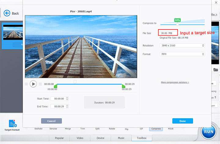 videoproc reduce file size