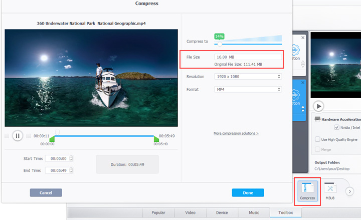 how to compress video in videoproc