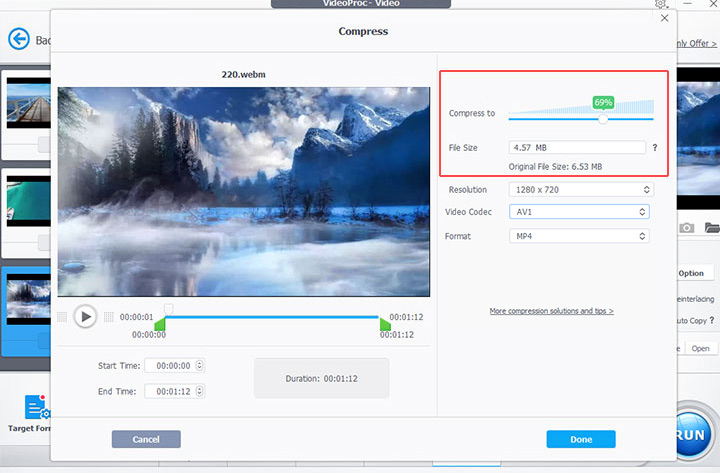 Compress WebM VideoProc