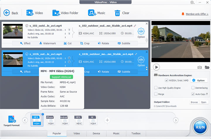 Convert AV1 to H.264 with VideoProc Converter AI