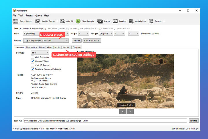 Configure the MKV to MP4 Conversion Settings