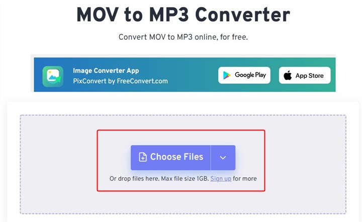 Convert MOV to MP3 with FreeConvert