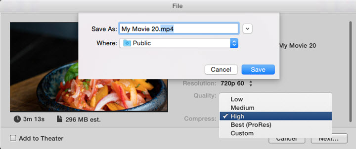 how to export imovie to mp4