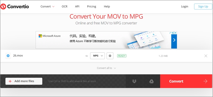 How to Convert MOV to MPG with Convertio