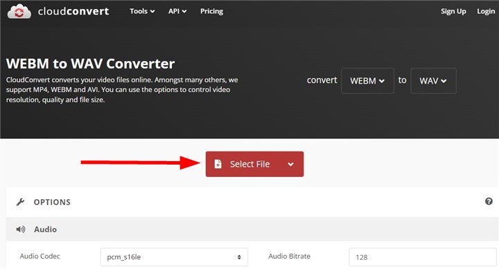 How to Convert WEBM to WAV with CloudConvert