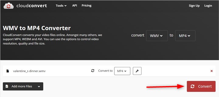  Convert WMV to MP4 with CloudConvert