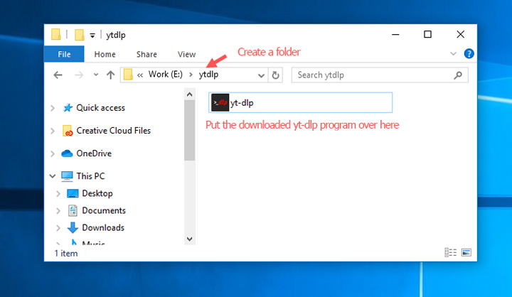 Create yt-dlp folder