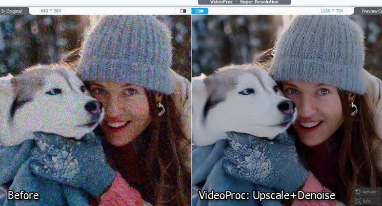 Denoise Video AI VideoProc Compare