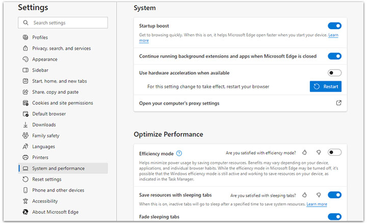 Turn Off Hardware Acceleration on Edge