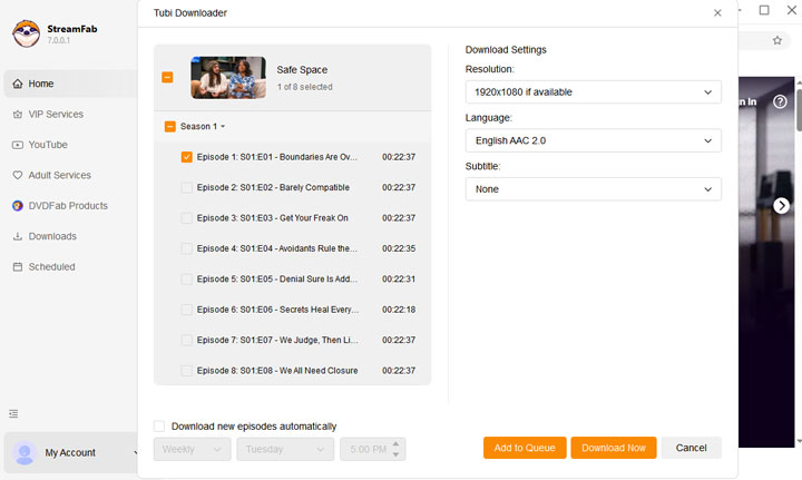 Download Tubi Video via StreamFab Downloader