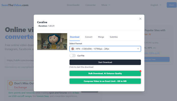 Download Tubi Video via Savethevideo.net