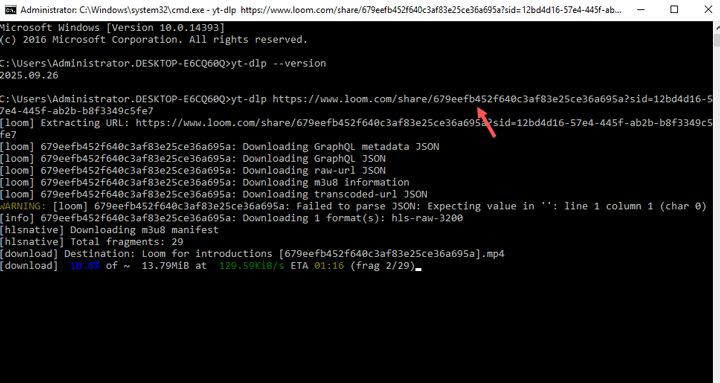 Download video via yt-dlp