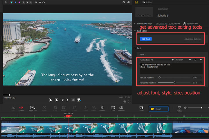 adding subtitles using videoproc