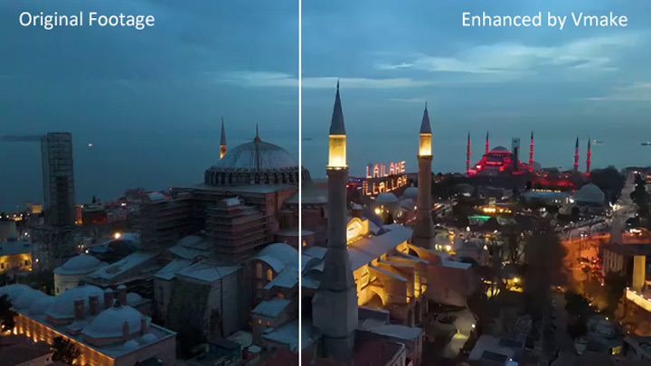 Before (left): Original AI Anime After (right): Vmake HD Enhanced Closeup