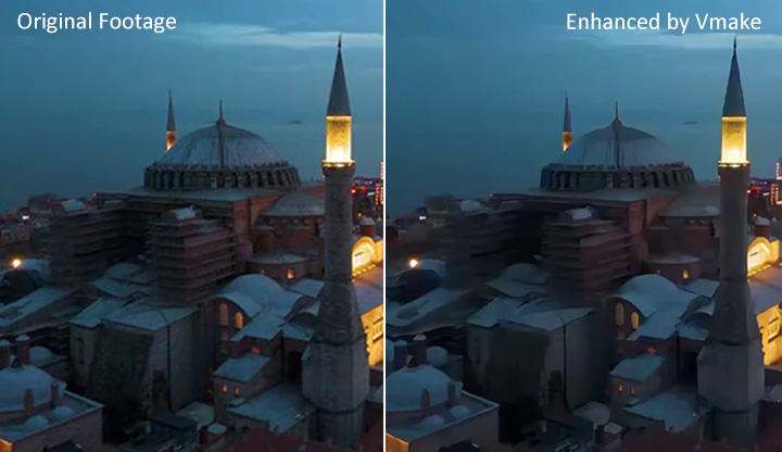 Before (left): Original AI Anime After (right): Vmake HD Enhanced Closeup